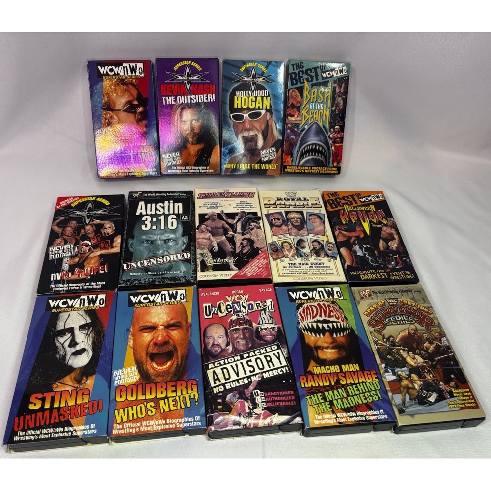 Lot Of 14 WWF/WWE / WWC VHS Tapes Wrestling Uncensored